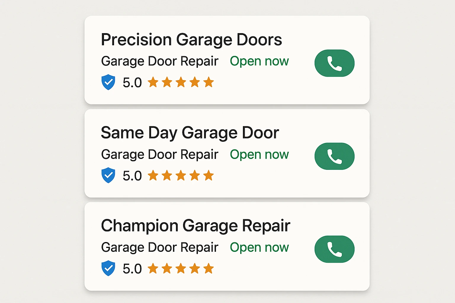 Generic local services ad mock with rating and call button